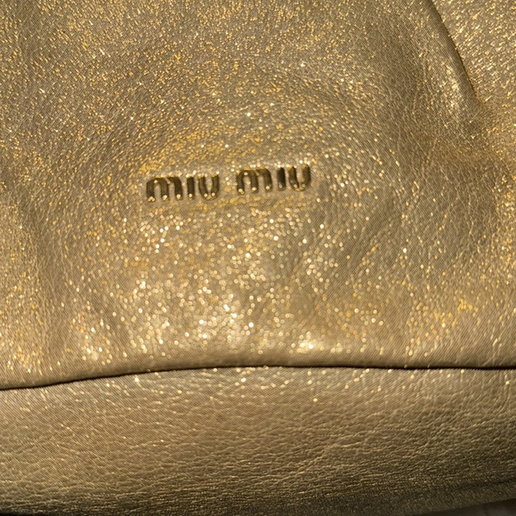 Miu Miu Clutch Bag Pouch Multi Case Leather in Gold EUC - Picture 9 of 13